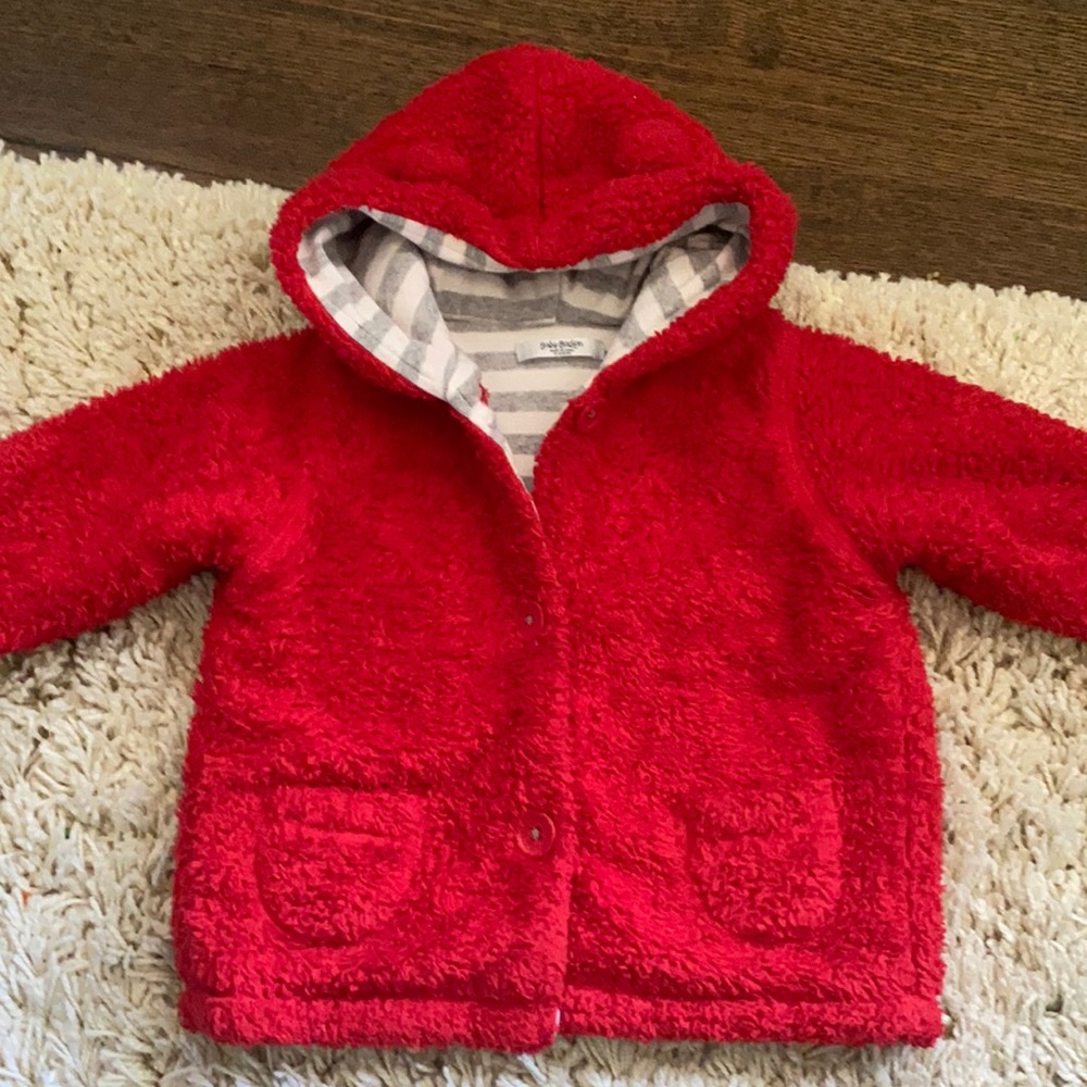 Baby Boden red Sherpa coat 12-18 months